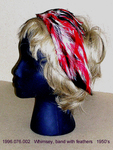 Hat, Small Band, Black, Red, White Feathers, + Box by 076
