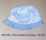 Hat, Child, Blue Batiste, Pink Flowers by 079