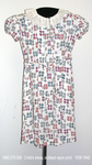 Dress, Child, White Flowered Print Rayon Slub, Pleats by 079