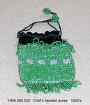 Purse, Beaded, Child, Green, Strap, Drawstring by 080