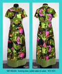 Dress, Evening, Floral Quilted Sateen, Chartreuse Velvet by 064