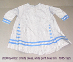 Dress, Child, White Print, Blue Trim, Gore Skirt by 094