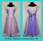 Dress, Wedding, Pink Nylon Taffeta, Lavender Roses by 096