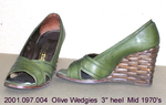 Shoes, Female, Olive Wedgies, 3" Basket Weave Heel by 097