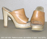 Shoes, Female, Tan Leather, Platform Slides, 4" Heel by 097