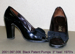 Shoes, Female, Black Patent, Open Toe, 3" Chunky Heel, Bow at Toe by 097