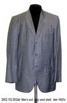 Suit, Male, 2-Piece, Wool, Small Grey Plaid, Single Breasted, Narrow Lapels by 102