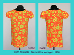 Dress, Mini Shift, Bright Orange/ Yellow, Puff Sleeves by 099
