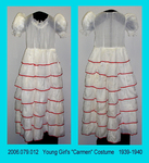 Dress, Children, Costume, "Carmen", White, Red Bias, Flounces, Size 10 by 079