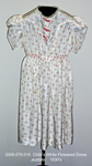 Dress, Children, Size 10, White Flowered Acetate Taffeta, Pink Velvet Bows by 079