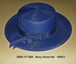Hat, Navy Straw "Boater" by 117