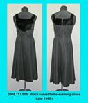 Dress, Evening, Black Faille, Velvet Top, Sleeveless by 117