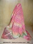 Scarf, Large Square, Tie Dyed Pink/Green on Silk/Satin Dots, Liberty by 002