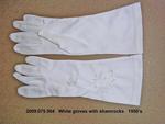 Gloves, White Knit, White Shamrocks Embroidered on Back by 075