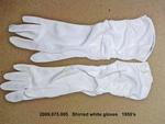 Gloves, White Knit, Long, Elastic "Shirring" at Cuff to "Push Down" by 075