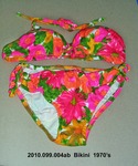 Bathing Suit, Bikini, Bright Flowered, Hot Pink, Orange, Green by 099