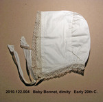 Bonnet, Baby, White Dimity, Lace Trimmed Edge, Ties by 122