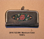 Manicure Case, Small, Dark Grey Suede, Petit Point, Snap Closure by 122