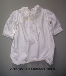 Baby's Rompers, Checked Nainsook, White, Ruffles, Button Crotch by 127
