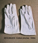 Gloves, Female, White Cotton Shorties, Butterfly on Backs by 054