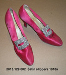Shoes, Red Satin, Rhinestone Buckles, High Heels by 129