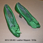 Shoes, Green Leather, Satin Bows, Cuban Heel by 129