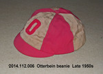 Hat, Otterbein Beanie, Tan and Cardinal Cap by 112
